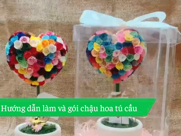 Hướng Dẫn Làm Và Gói Một Chậu Hoa Tú Cầu Giấy Xoắn Xinh Tươi